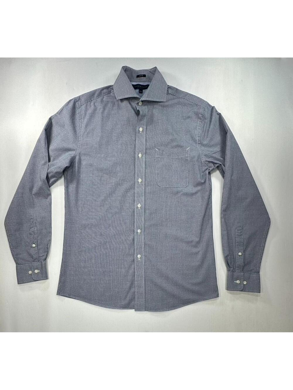 Tommy Hilfiger Check Slim Button-Up Blue Mens M 15.5/34-35